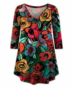 Best deal ⭐ UDEAR Red & Green Floral Tunic - 👩 Women 👏