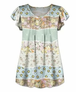 Flash Sale 🥰 UDEAR Light Green & Yellow Floral Flutter-Sleeve Button-Front Top - 👩 Women 🔔