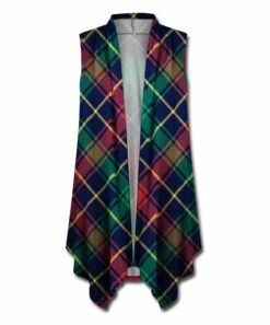 Budget 🛒 UDEAR Green & Red Plaid Open Vest - 👩 Women 😍