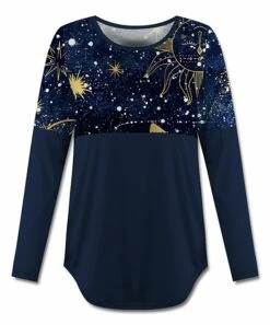 Outlet ๐ฏ UDEAR Navy & Gold Celestial Long-Sleeve Top - ๐ฉ Women ๐ฏ