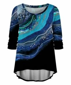 Discount 👏 UDEAR Blue & Black Abstract Hi-Low Top - 👩 Women ⌛