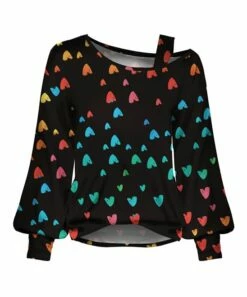Best Pirce 🌟 UDEAR Black & Blue Heart Cutout-Shoulder Balloon-Sleeve Top - Plus ✨