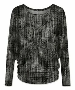 Best Sale 👏 UDEAR Light Gray & Black Paisley Long-Sleeve Dolman Top - Plus 🧨