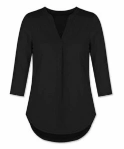 Promo 💯 UDEAR Black Round-Hem V-Neck Top - Plus ⌛