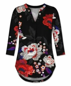 Brand new 😉 UDEAR Red & Black Floral Hi-Low Top - 👩 Women 😀