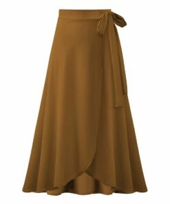 Budget ❤️ UDEAR Earth Yellow Faux-Wrap Maxi 👗 Skirt - 👩 Women 🌟
