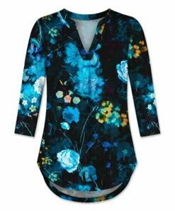 Promo 😀 UDEAR Yellow & Turquoise Floral Notch-Neck Top - 👩 Women 🥰