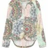 Buy 🌟 UDEAR Green & Pink Arabesque Button-Front Top - 👩 Women ✔️
