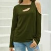 Best reviews of 😍 UDEAR Dark Army Green Asymmetric-Cutout Long-Sleeve Top - 👩 Women 🎁