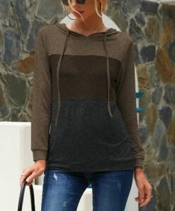 Deals โ๏ธ UDEAR Light Heather Coffee & Dark Heather Coffee Color-Block Hoodie - Plus ๐