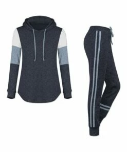 Best Pirce 🌟 UDEAR Heather Navy & White Color Block Hoodie & Side-Stripe Joggers - 👩 Women ⌛