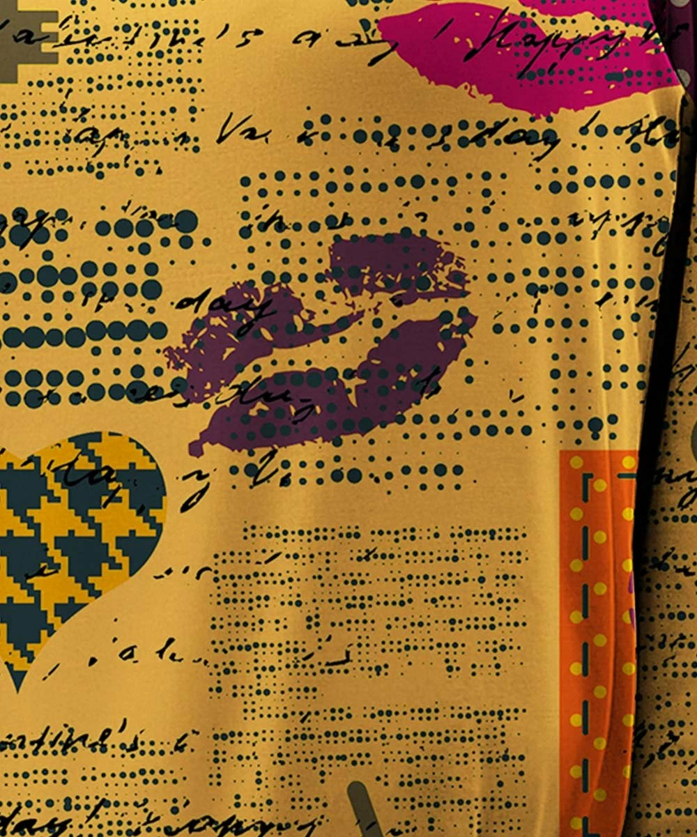 Deals ๐ UDEAR Yellow & Rose Red Heart Cutout-Front Asymmetrical Top - ๐ฉ Women ๐ - Image 2