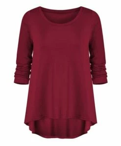 Promo 🎁 UDEAR Dark Red Scoop Neck Hi-Low Top - 👩 Women 🌟